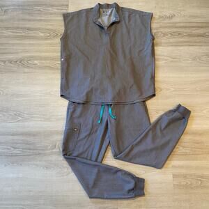 FIGS Graphite Grey Zamora Jogger Rafaela Oversized Top Scrub Set Small / Medium